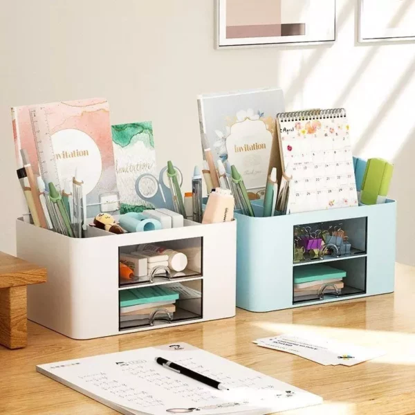 Compact Multifunctional Desk Organizer with Drawers