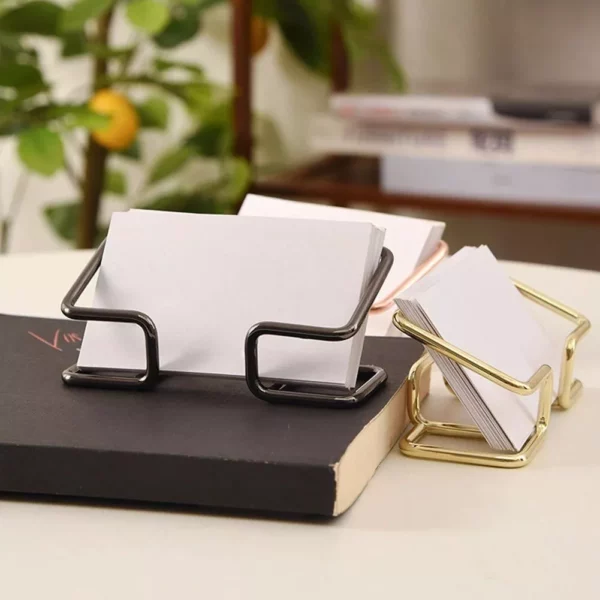 Elegant Metal Business Card Holder for Office Desktop and Countertop - Image 3