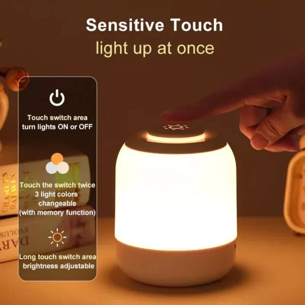 3-Color Adjustable LED Touch Sensor Night Light