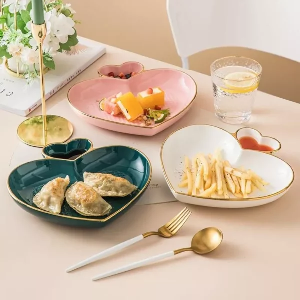 Heart-Shaped Ceramic Plate for Western Cuisine & Desserts