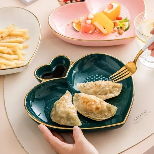 Heart-Shaped Ceramic Plate for Western Cuisine & Desserts