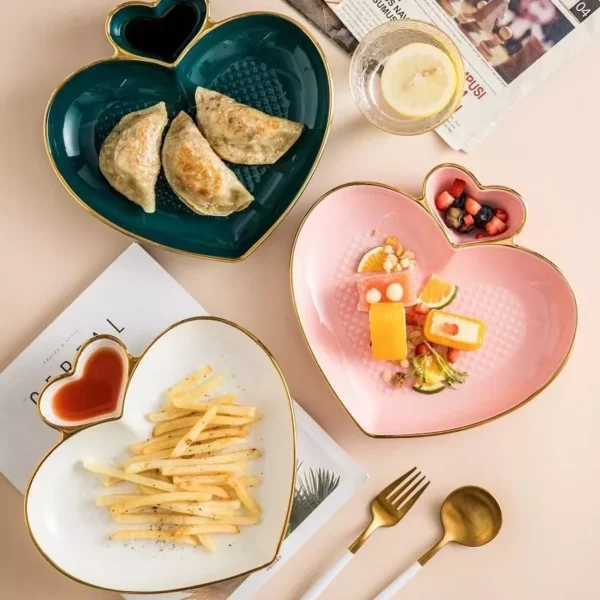 Heart-Shaped Ceramic Plate for Western Cuisine & Desserts