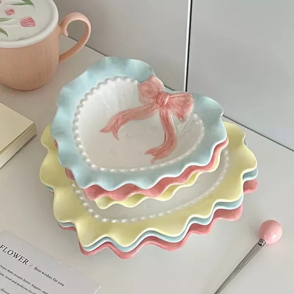 Cute Ceramic Wavy Edge Tray for Jewelry & Breakfast - Image 5