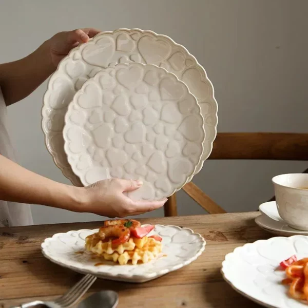 Heart-Shaped Ceramic Plate for Western Cuisine - Image 3