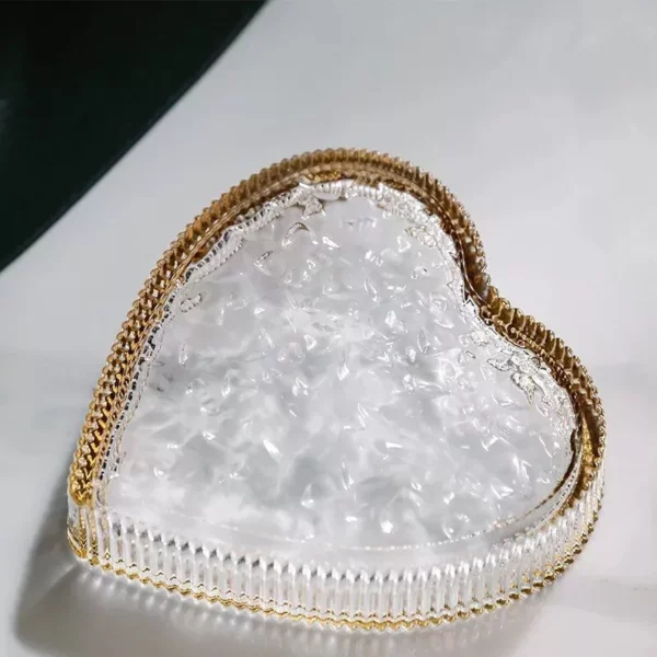 Heart-Shaped Glass Dessert Plate with Gold Rim