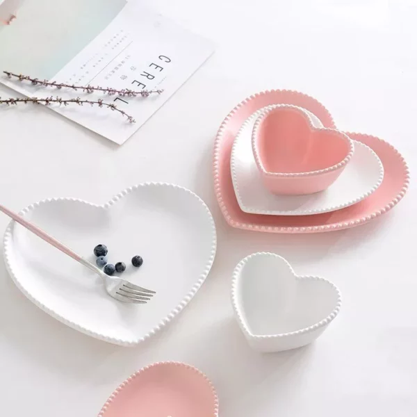 Heart-Shaped Ceramic Tableware Set - Image 3