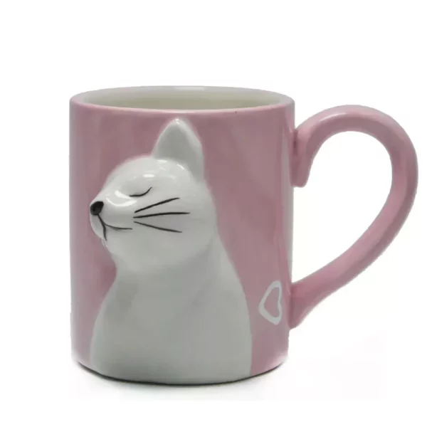 3D Kiss Cat Ceramic Mugs Set