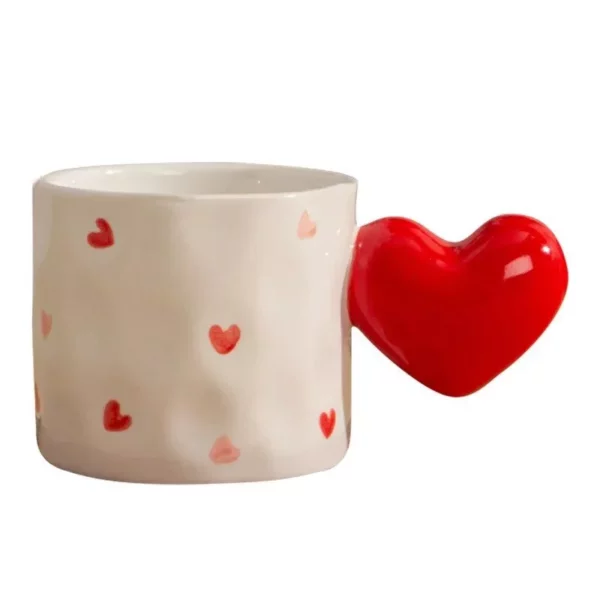 Cute Heart-Shaped Ceramic Coffee Mug