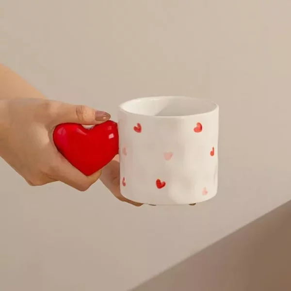 Cute Heart-Shaped Ceramic Coffee Mug