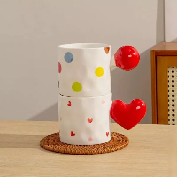 Cute Heart-Shaped Ceramic Coffee Mug