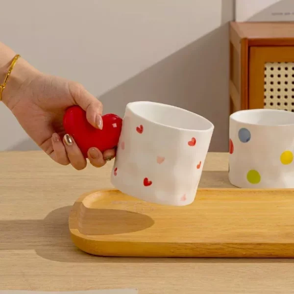 Cute Heart-Shaped Ceramic Coffee Mug