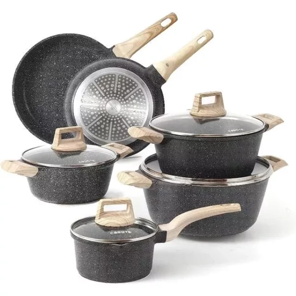 10-Piece Nonstick Granite Cookware Set: Premium Stone Pots and Pans for All Cooking Needs