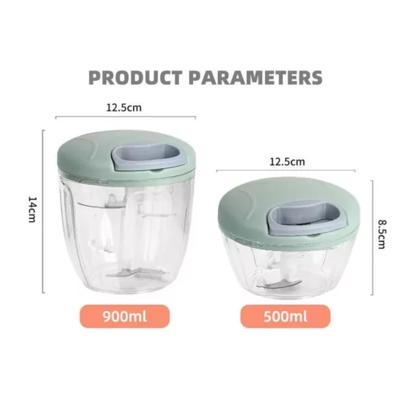 Versatile Manual Food Chopper and Garlic Press – 500/900ml