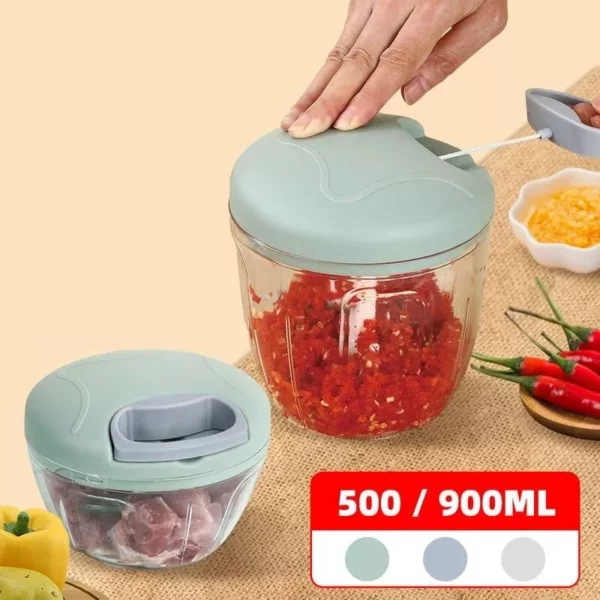 Versatile Manual Food Chopper and Garlic Press - 500/900ml - Image 2