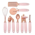 Elegant Rose Gold 7-Piece Kitchen Utensil Set with Silicone Handles