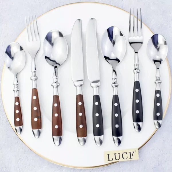 Elegant Stainless Steel Cutlery Set with Resin Rivets Handle