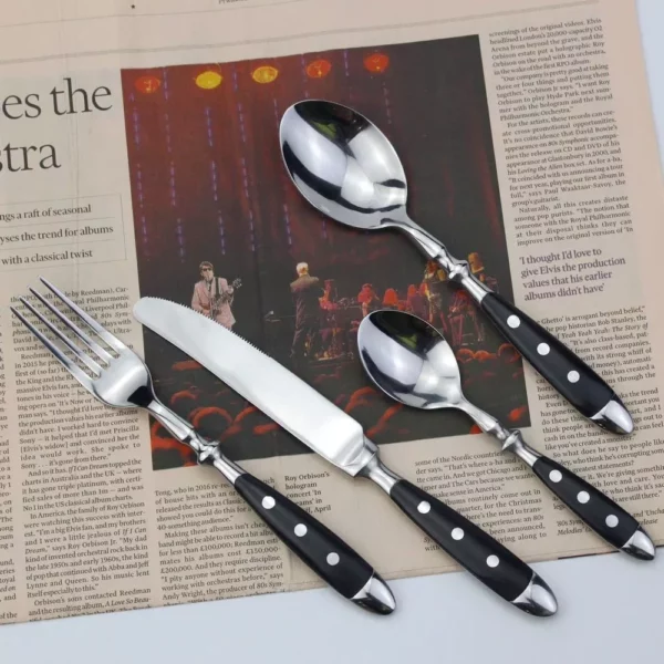 Elegant Stainless Steel Cutlery Set with Resin Rivets Handle