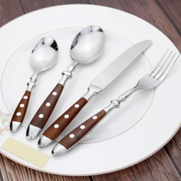 Elegant Stainless Steel Cutlery Set with Resin Rivets Handle