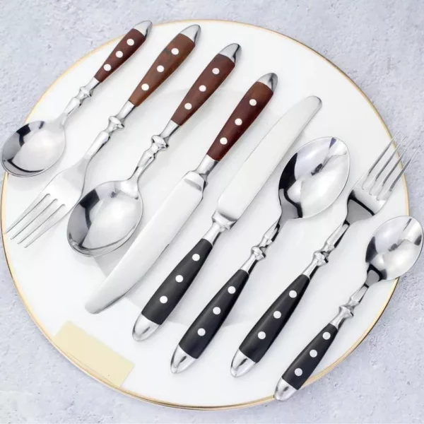 Elegant Stainless Steel Cutlery Set with Resin Rivets Handle