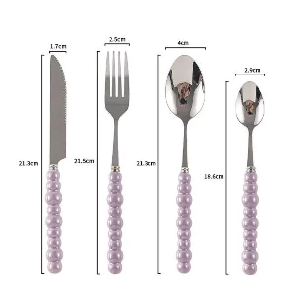 Ceramic Pearl Handle Flatware Set Stainless Steel Cutlery Set