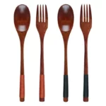 2Pcs Wooden Spoon Fork Dinnerware Set