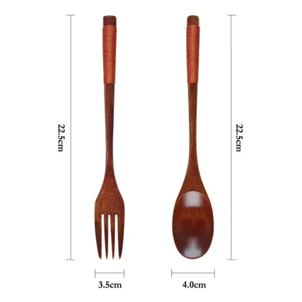 2Pcs Wooden Spoon Fork Dinnerware Set