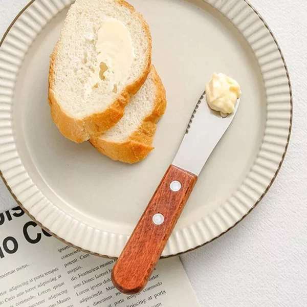 Versatile Stainless Steel Butter Spreader Knives with Wooden Handle