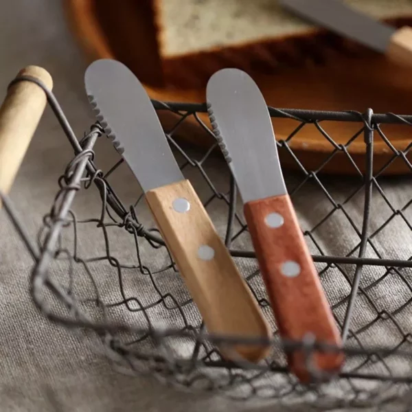 Versatile Stainless Steel Butter Spreader Knives with Wooden Handle