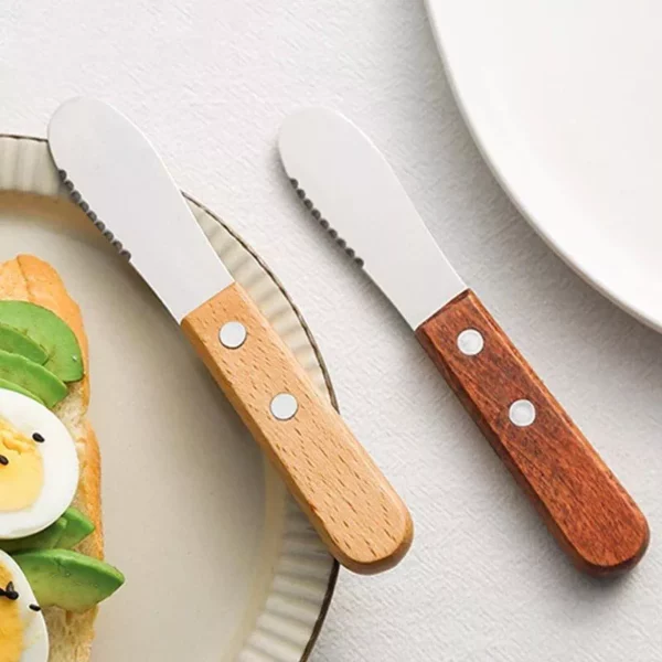 Versatile Stainless Steel Butter Spreader Knives with Wooden Handle