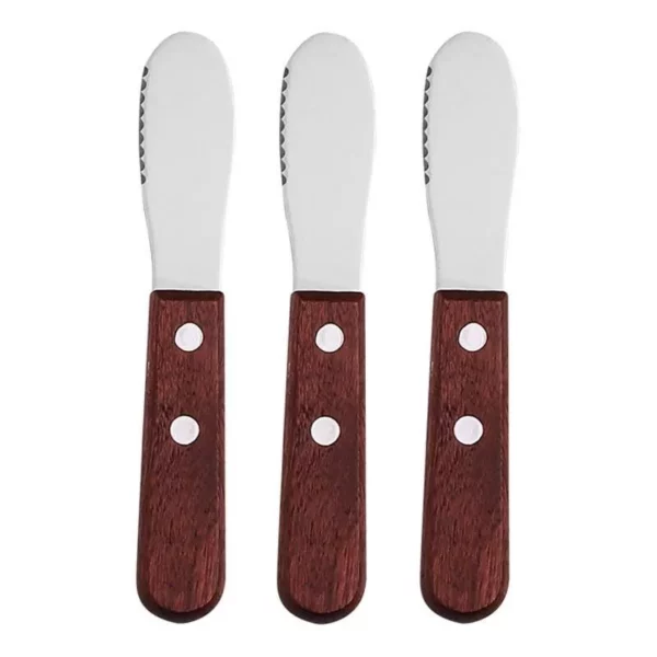 Versatile Stainless Steel Butter Spreader Knives with Wooden Handle