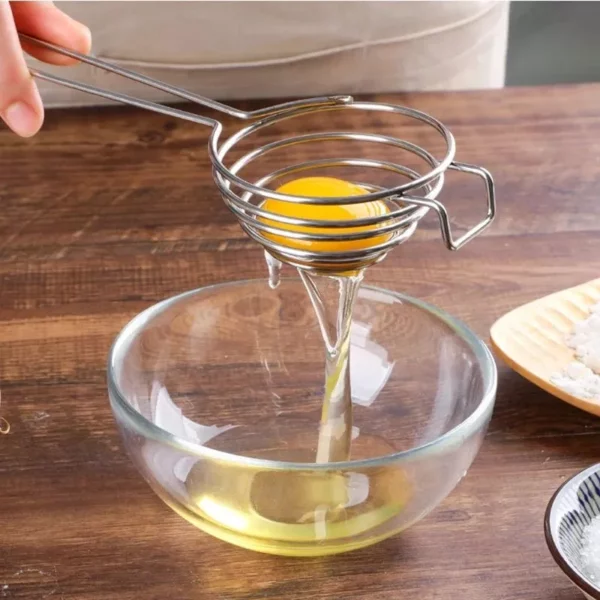 Efficient Stainless Steel Egg White Separator with Comfort Handle