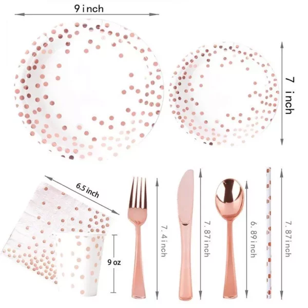 Elegant Rose Gold Party Tableware Set for Special Occasions