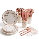 Elegant Rose Gold Party Tableware Set for Special Occasions