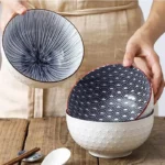 Elegant Nordic-Inspired Hand-Painted Ceramic Ramen Bowl - 6 Inch