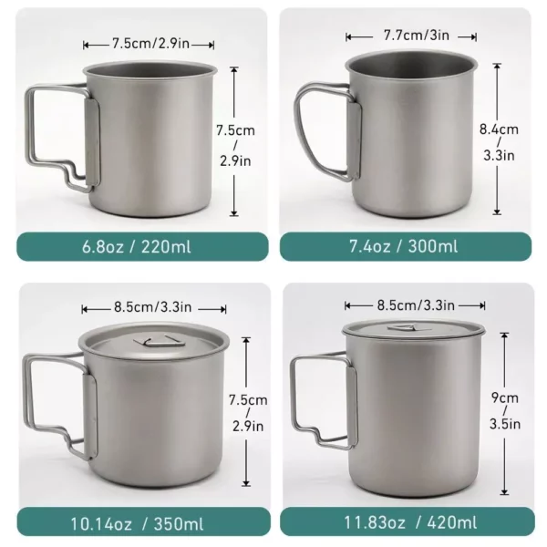 Titanium Camping Mug – Portable Outdoor Cookware with Tableware