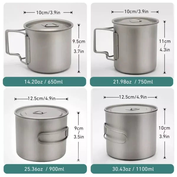 Titanium Camping Mug – Portable Outdoor Cookware with Tableware