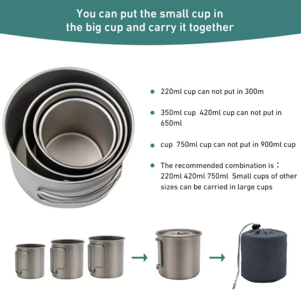 Titanium Camping Mug – Portable Outdoor Cookware with Tableware