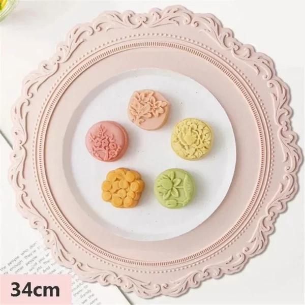 Silicone Placemat Round Flower Coffee Dinner Table Mat 34CM - Image 2