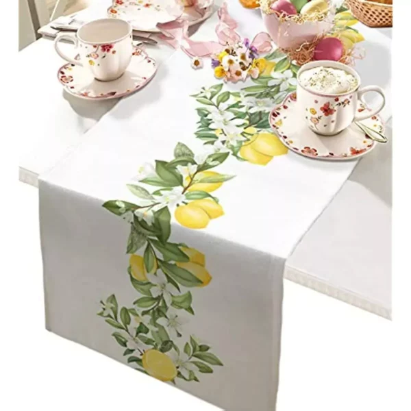 Summer Lemon Leaves Linen Table Runners - Image 3