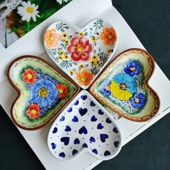 Colorful Ceramic Heart-Shaped Love Plate for Desserts, Fruits & Seasonings