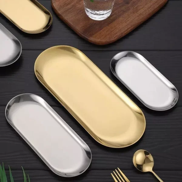 Stainless Steel Gold Dining Plate Dessert Plate - Image 4