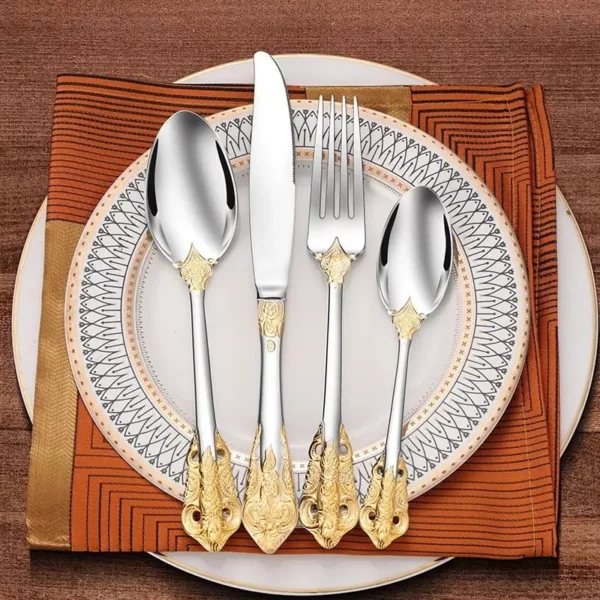 304 Stainless Steel Gold Cutlery Set Vintage