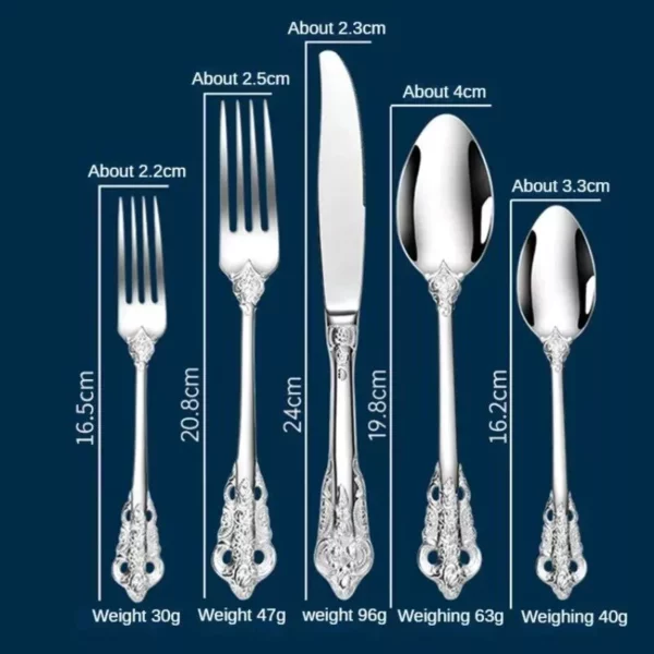 304 Stainless Steel Gold Cutlery Set Vintage - Image 5