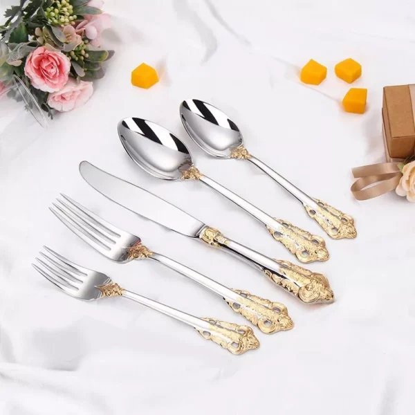 304 Stainless Steel Gold Cutlery Set Vintage