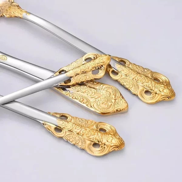 304 Stainless Steel Gold Cutlery Set Vintage - Image 4