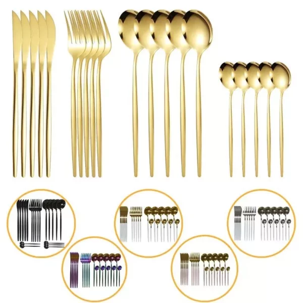 Luxurious 20-Piece Gold Stainless Steel Cutlery Set - Image 2