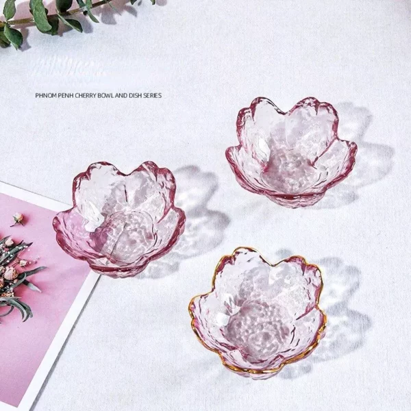 Elegant Sakura Glass Dish: Mini Ice Cream & Fruit Serving Plate - Image 4