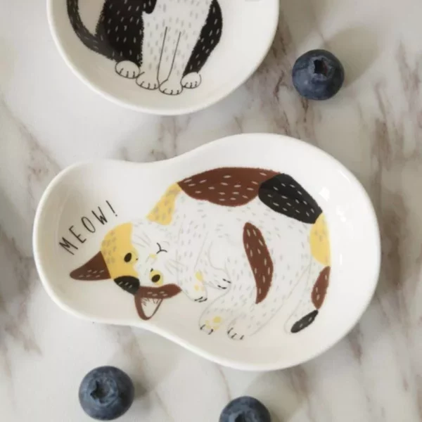 Charming Cartoon Cat Ceramic Snack Plate - Image 5