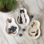 Charming Cartoon Cat Ceramic Snack Plate