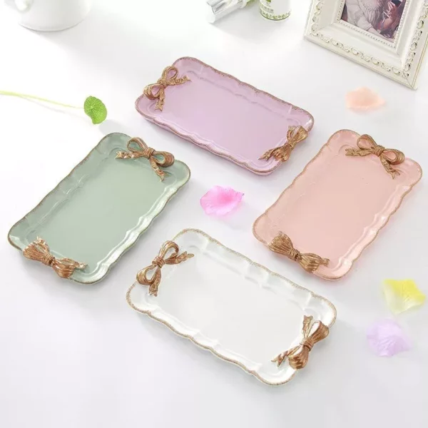 European Style Bow Resin Decorative Dessert Plate